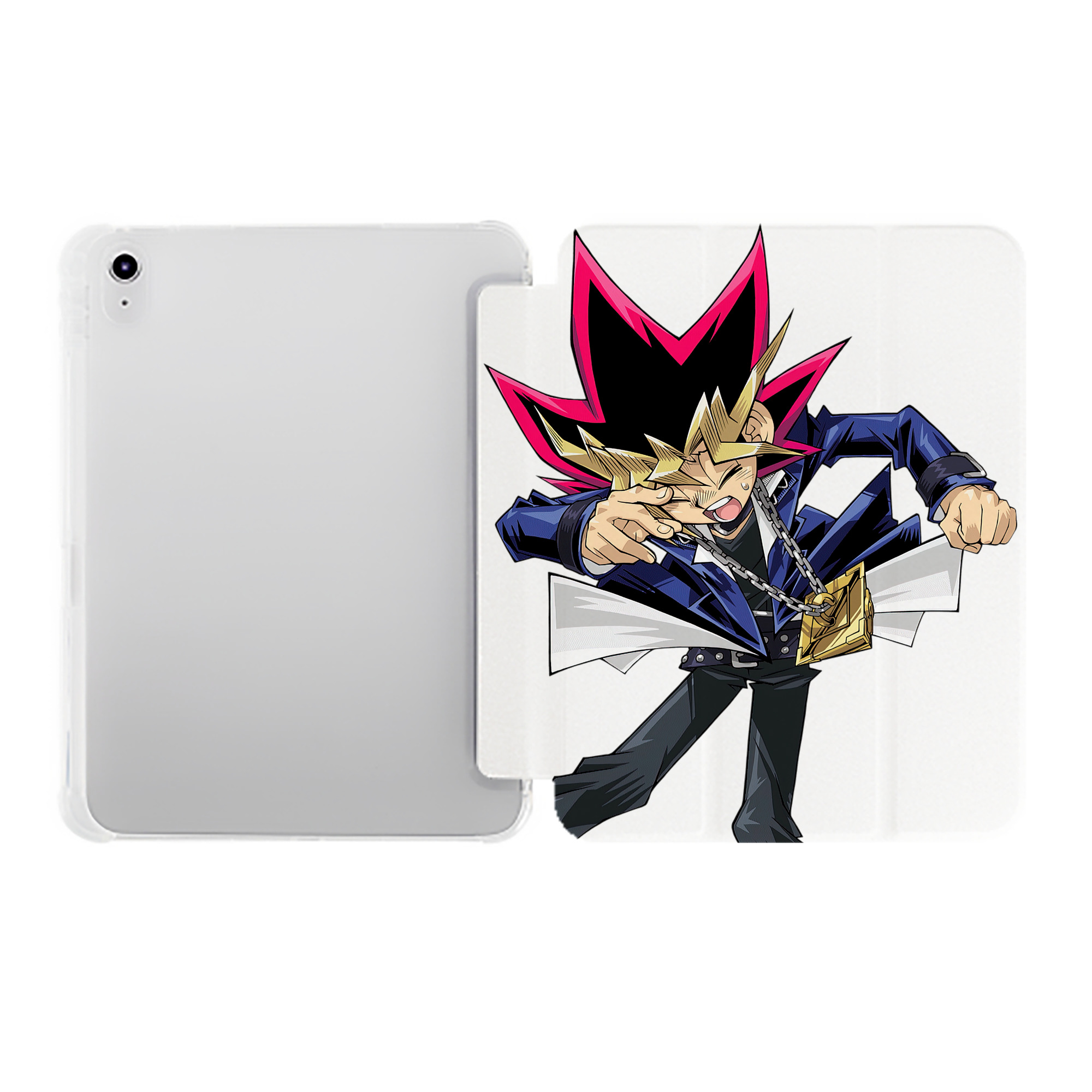 （画像用） 遊☆戯☆王 Yu-Gi-Oh! IPad ケース ペン収納付き 三つ折りスタンド PUレザー×シリコン 対応機種9.5/10.5/10.9インチ